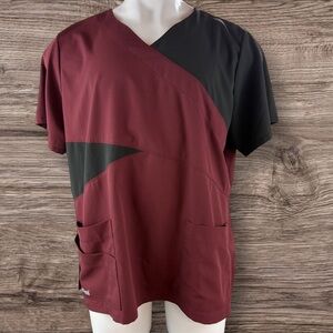 Grey’s Anatomy Scrub Top 3XL Black Maroon Professional Wear Barco Active (524)